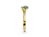 Yellow gold Fancy Green Heart Cut Diamond Engagement Ring with Side Stone Accents and Four-Prong Setting_2