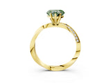 Yellow gold Fancy Green Heart Cut Diamond Engagement Ring with Side Stone Accents and Four-Prong Setting_3