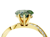 Yellow gold Fancy Green Heart Cut Diamond Engagement Ring with Side Stone Accents and Four-Prong Setting_4