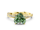 Yellow gold Fancy Green Heart Cut Diamond Engagement Ring with Side Stone Accents and Four-Prong Setting_72