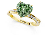 Yellow gold Fancy Green Heart Cut Diamond Engagement Ring with Side Stone Accents and Four-Prong Setting_73