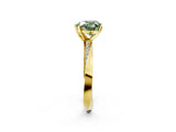 Yellow gold Fancy Green Heart Cut Diamond Engagement Ring with Side Stone Accents and Four-Prong Setting_74