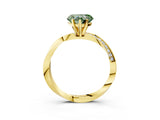 Yellow gold Fancy Green Heart Cut Diamond Engagement Ring with Side Stone Accents and Four-Prong Setting_75