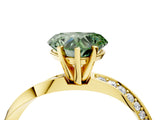 Yellow gold Fancy Green Heart Cut Diamond Engagement Ring with Side Stone Accents and Four-Prong Setting_76