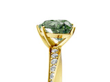 Yellow gold Fancy Green Heart Cut Diamond Engagement Ring with Side Stone Accents and Four-Prong Setting_77