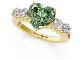 Yellow gold Fancy Green Heart  Cut Diamond Five-Stone Prong Set White Gold Ring_31