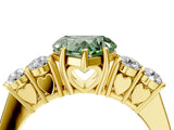 Yellow gold Fancy Green Heart  Cut Diamond Five-Stone Prong Set White Gold Ring_34