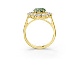 Yellow gold Fancy Green Heart Cut Diamond Floral Double Halo Engagement Ring with Prong Setting_15