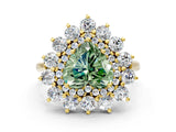 Yellow gold Fancy Green Heart Cut Diamond Floral Double Halo Engagement Ring with Prong Setting_18