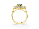 Yellow gold Fancy Green Heart Cut Diamond Floral Double Halo Engagement Ring with Prong Setting_21