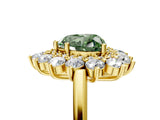 Yellow gold Fancy Green Heart Cut Diamond Floral Double Halo Engagement Ring with Prong Setting_23