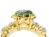 Yellow gold Fancy Green Heart  Cut Diamond Floral Halo Engagement Ring with Shared Prong Setting 5