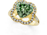 Yellow gold Fancy Green Heart Cut Diamond Floral Halo Split Shank Prong Setting Ring_13