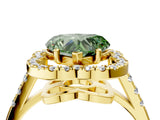Yellow gold Fancy Green Heart Cut Diamond Floral Halo Split Shank Prong Setting Ring_16