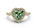 Yellow gold Fancy Green Heart Cut Diamond Halo Engagement Ring with Pavé Band and Prong Setting_27