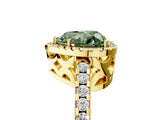 Yellow gold Fancy Green Heart Cut Diamond Halo Engagement Ring with Pavé Band and Prong Setting_32
