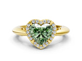 Yellow gold Fancy Green Heart  Cut Diamond Halo Engagement Ring with Split Shank and Four-Prong Setting_29