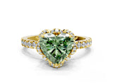 Yellow gold Fancy Green Heart Cut Diamond Halo Pave Band with Four-Prong Setting_3
