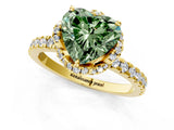 Yellow gold Fancy Green Heart Cut Diamond Halo Pave Band with Four-Prong Setting_4