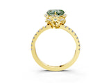 Yellow gold Fancy Green Heart Cut Diamond Halo Pave Band with Four-Prong Setting_6