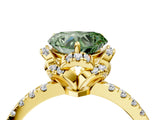 Yellow gold Fancy Green Heart Cut Diamond Halo Pave Band with Four-Prong Setting_7