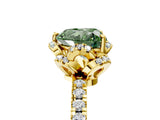 Yellow gold Fancy Green Heart Cut Diamond Halo Pave Band with Four-Prong Setting_8