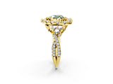 Yellow gold Fancy Green Heart Cut Diamond Halo Ring with Pavé Band and Four-Prong Setting_20