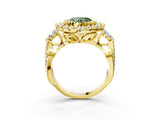Yellow gold Fancy Green Heart Cut Diamond Halo Ring with Pavé Band and Four-Prong Setting_21