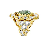 Yellow gold Fancy Green Heart Cut Diamond Halo Ring with Pavé Band and Four-Prong Setting_23