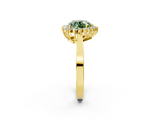 Yellow gold Fancy Green Heart  Cut Diamond Halo Ring with Round Brilliant Halo and Solitaire Band_2