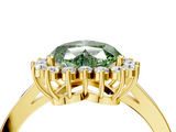 Yellow gold Fancy Green Heart  Cut Diamond Halo Ring with Round Brilliant Halo and Solitaire Band_4