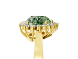 Yellow gold Fancy Green Heart  Cut Diamond Halo Ring with Round Brilliant Halo and Solitaire Band_5