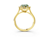 Yellow gold Fancy Green Heart  Cut Diamond Halo Ring with Solitaire Band and Prong Setting_32