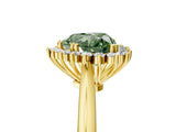 Yellow gold Fancy Green Heart  Cut Diamond Halo Ring with Solitaire Band and Prong Setting_34