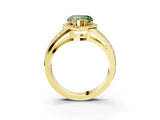 Yellow gold Fancy Green Heart Cut Diamond Halo Ring with Split Shank Pavé Band and Four-Prong Setting_3
