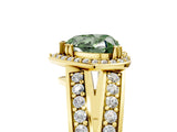 Yellow gold Fancy Green Heart Cut Diamond Halo Ring with Split Shank Pavé Band and Four-Prong Setting_5