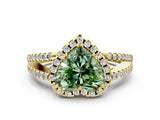 Yellow gold Fancy Green Heart Cut Diamond Halo Split Shank Engagement Ring_39