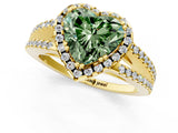 Yellow gold Fancy Green Heart Cut Diamond Halo Split Shank Engagement Ring_40
