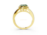 Yellow gold Fancy Green Heart Cut Diamond Halo Split Shank Engagement Ring_42