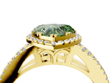 Yellow gold Fancy Green Heart Cut Diamond Halo Split Shank Engagement Ring_43