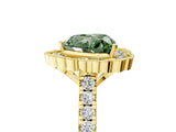 Yellow gold Fancy Green Heart  Cut Diamond Milgrain Floral Halo Engagement Ring with Pavé Band_44