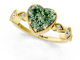 Yellow gold Fancy Green Heart  Cut Diamond Milgrain Marquise Band with Prong Setting_4