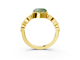 Yellow gold Fancy Green Heart  Cut Diamond Milgrain Marquise Band with Prong Setting_6