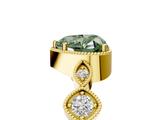 Yellow gold Fancy Green Heart  Cut Diamond Milgrain Marquise Band with Prong Setting_8