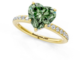 Yellow gold Fancy Green Heart  Cut Diamond Pavé Band Ring with Four-Prong Setting_1