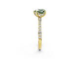Yellow gold Fancy Green Heart  Cut Diamond Pavé Band Ring with Four-Prong Setting_2