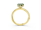 Yellow gold Fancy Green Heart  Cut Diamond Pavé Band Ring with Four-Prong Setting_3