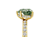 Yellow gold Fancy Green Heart  Cut Diamond Pavé Band Ring with Four-Prong Setting_5