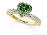 Yellow gold Fancy Green Heart Cut Diamond Pavé Band Solitaire Ring with Prong Setting_18