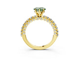 Yellow gold Fancy Green Heart Cut Diamond Pavé Band Solitaire Ring with Prong Setting_20